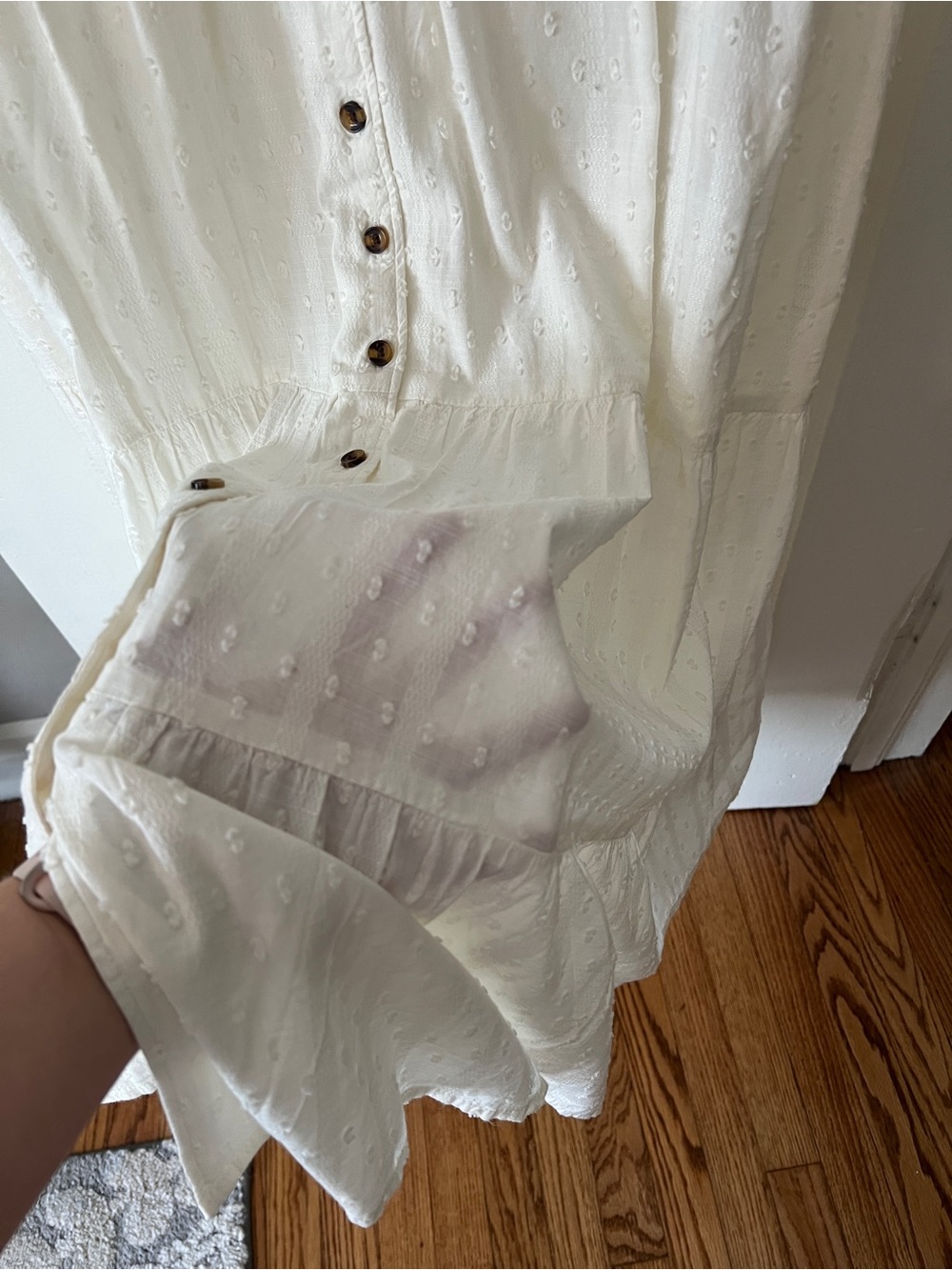 NWT Sonoma Button-Front Cream Midi Dress with V-Neck - Picture 6 of 8
